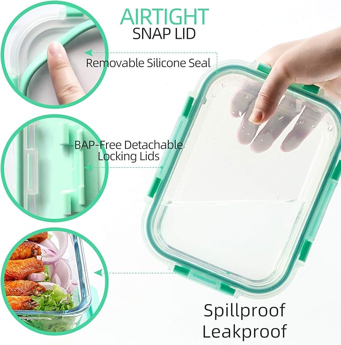 C CREST [10-Pack Glass Food Storage Containers, Meal Prep Containers - Image 3