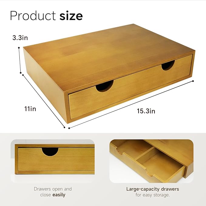 Coffee Pod 15" X 11" X 3" Natural Wood Countertop Organizer Drawer, Counter Top - Image 3