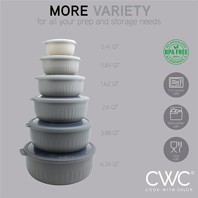 COOK WITH COLOR Prep Bowls with Lids- Wide and Deep Nesting Plastic Small - Image 4