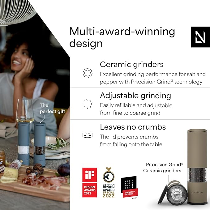 LARS NYSØM Salt and Pepper Grinder Set Manual, Stainless Steel Salt and Pepper - Image 2
