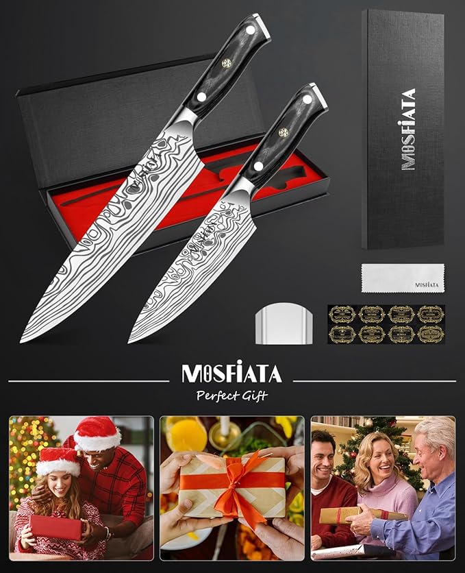 MOSFiATA 2Pcs Chef Knife Set, Sharp Kitchen Knife High Carbon German EN1.4116 - Image 8