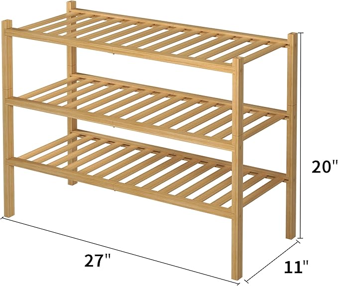 ROMGUAR CRAFT 3 Tier Bamboo Shoe Rack - Image 3