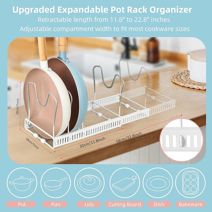 ROOHUA Pot Rack Organizer -Expandable Pot and Pan Organizer - Image 2