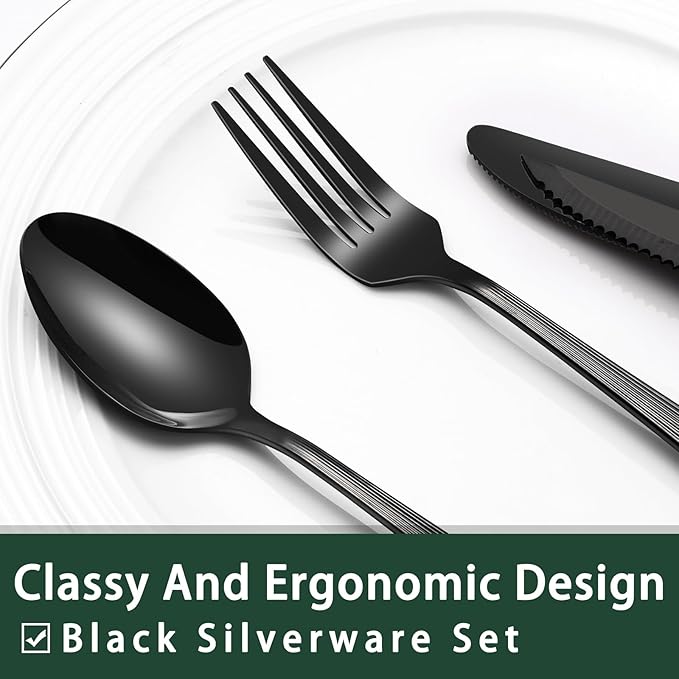 EWFEN 24-Piece Black Silverware Set - Image 3