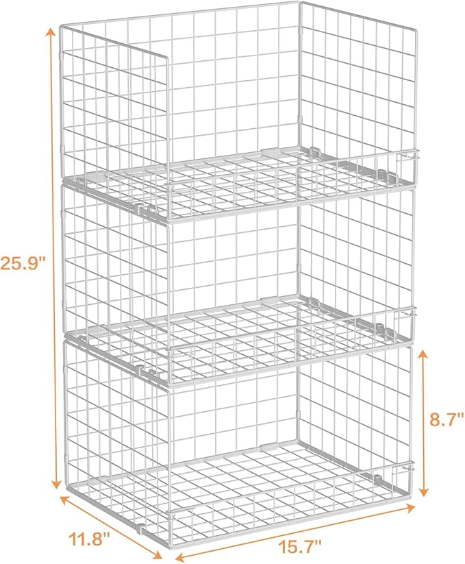 Yociyoga Closet Organizers and Storage Basket- 3-Tier Stackable Storage Bins - Image 3