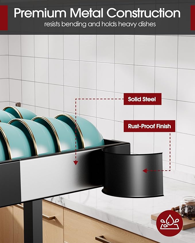 Sakugi Over The Sink Dish Drying Rack, Expandable 2-Tier Stainless Steel - Image 5