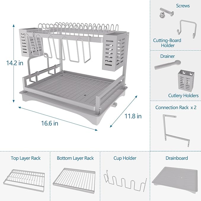 B-Land Dish Drying Rack: 2 Tier Dish Racks - Image 4