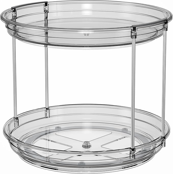 LAMU 2 Pack 2 Tier Lazy Susan Turntable Organizer 10.6'' Rotating Spice Rack - Image 8