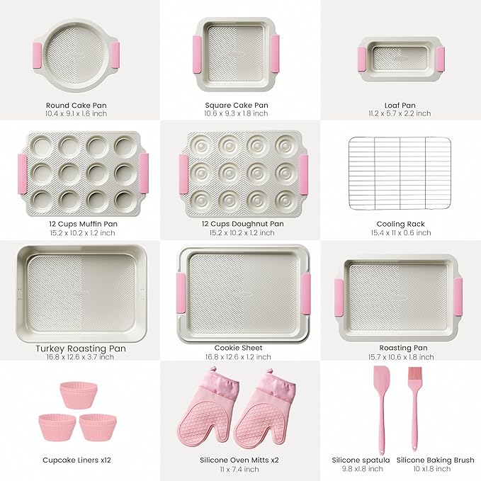 Kikcoin 25 PCS Stackable Baking Pans Set, Non-stick Bakeware Sets - Image 2