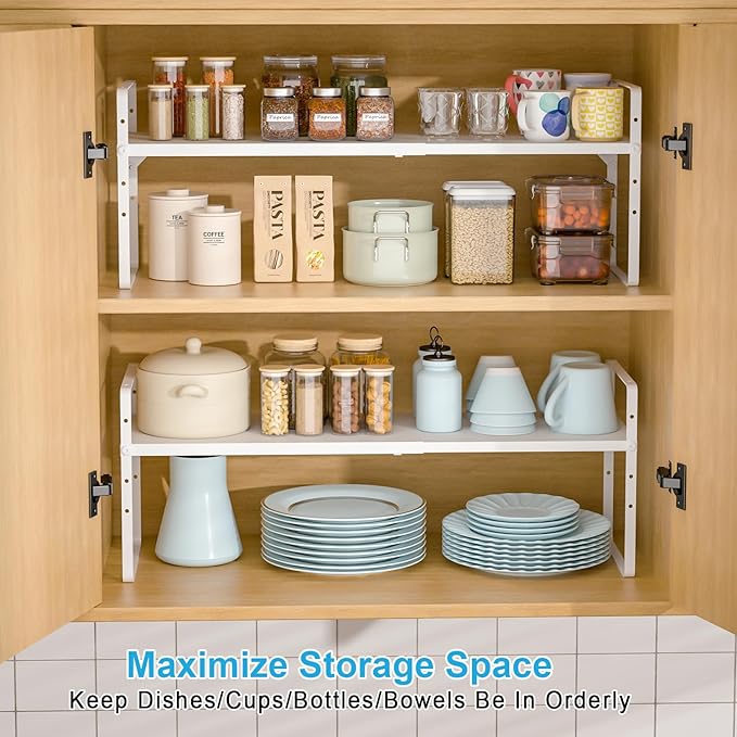 15.5 to 25.5 Inch Expandable Kitchen Cabinet Organizer Shelf, 30 LBS Heavy Duty - Image 9