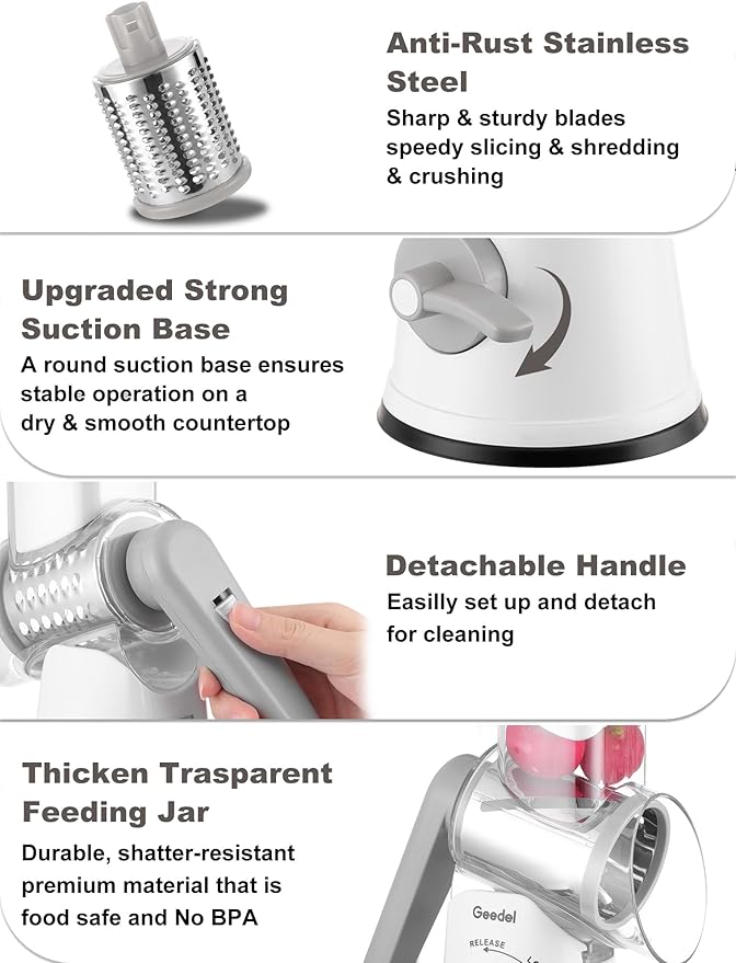 Geedel Rotary Cheese Grater Cheese Shredder - Image 6