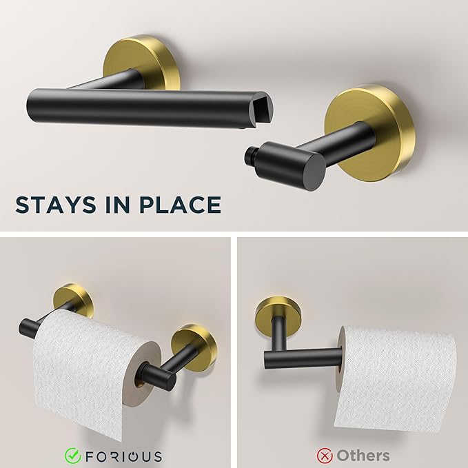 FORIOUS Toilet Paper Holder Wall Mount, SUS304 Stainless Steel Double Post - Image 2