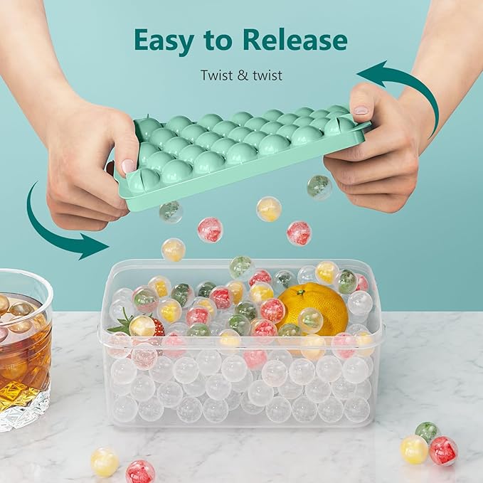 Optish 3 Pack Ice Trays for Freezer, Round Ice Cube Mold, Circle Ice Maker for - Image 3