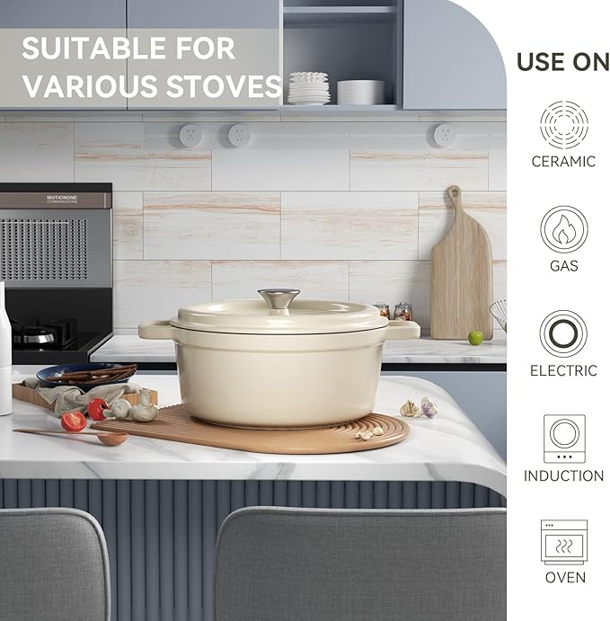 Miereirl 6.5 Quart Enameled Dutch Oven Pot - Image 3