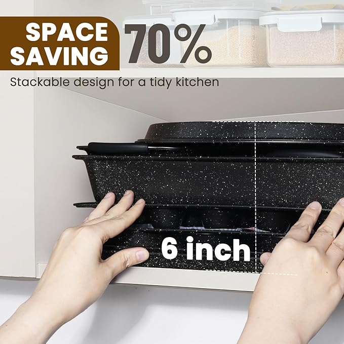 Kikcoin 22 PCS Nonstick Baking Pans Set, Stackable Bakeware Sets - Image 6