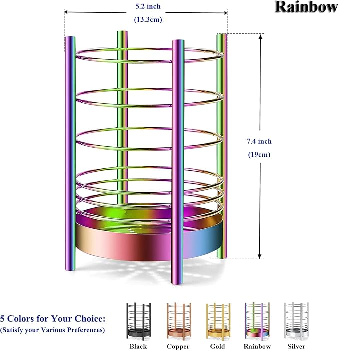 Rainbow Kitchen Utensil Holder for Kitchen Counter, Stainless Steel Utensil - Image 2