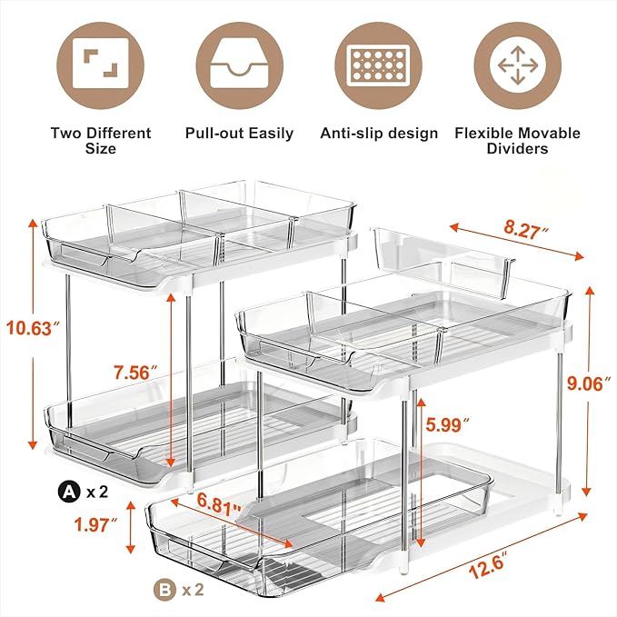 Delamu 2-Tier Multi-Purpose Bathroom Under Sink Organizers and Storage - Image 2