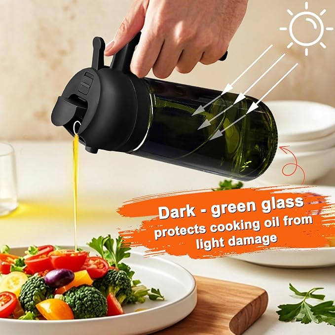 mqnxoi 2 in 1 Glass Oil Sprayer & Dispenser, 16oz/470ml Olive Cooking, Air Fryer - Image 3