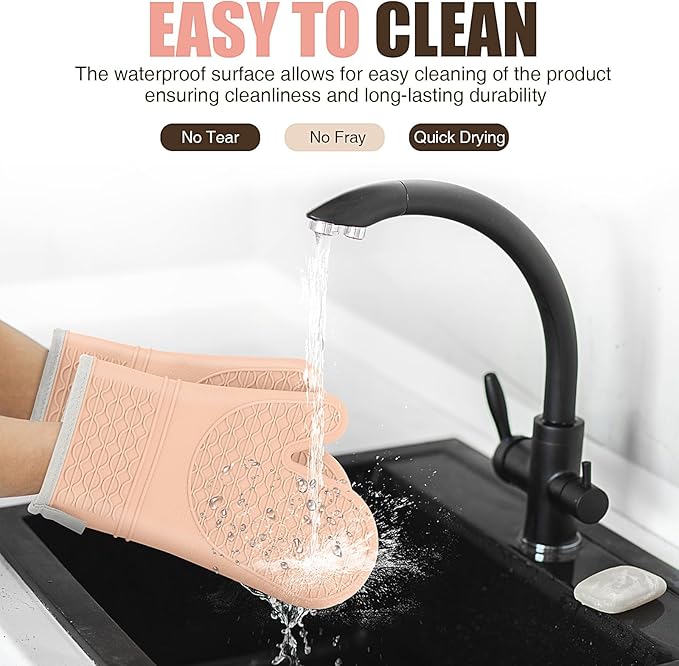 Silicone Oven Mitts, Heat Resistant 2PCS Oven Mitts - Image 5