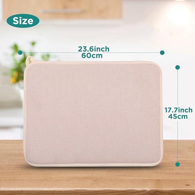 GeeRic Microfiber Dish Drying Mat Happy New Year, Super Absorbent Kitchen Dish - Image 2