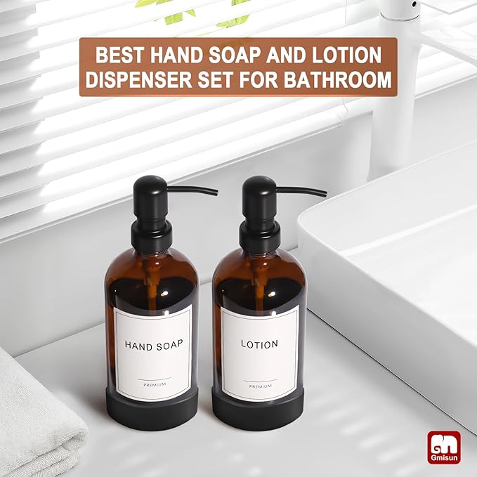 GMISUN Amber Glass Soap Dispenser - Image 5