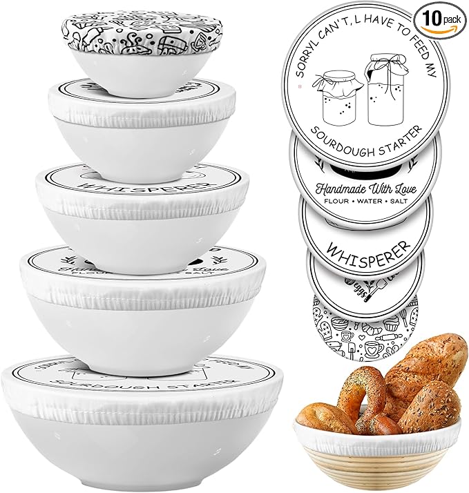 Patelai 10 Pcs Bowl Covers Reusable in 5 Size Stretch Cloth Fabric Elastic Food by Patelai