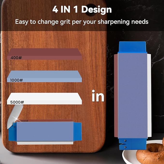 Knife Sharpening Stone, tri stone knife sharpener, 3 Sides Grit 400/1000/5000 - Image 3