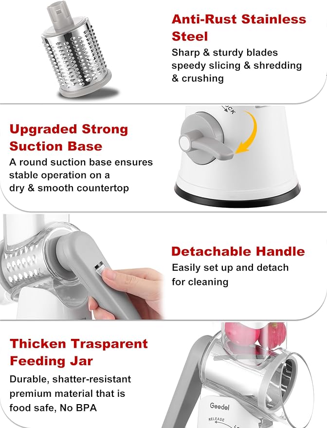Geedel Rotary Cheese Grater Cheese Shredder - Image 6