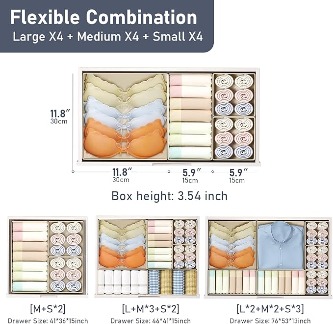 DIMJ Drawer Organizer Clothes, 12 Pack Dresser Organizer, Foldable Closet - Image 2