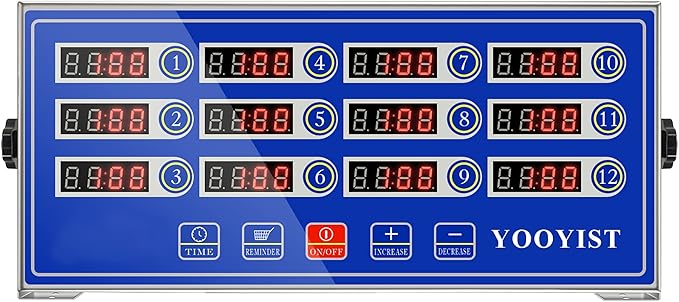 Precision Kitchen Timers for Cooking – 12 Channel Commercial Kitchen Timer by YOOYIST
