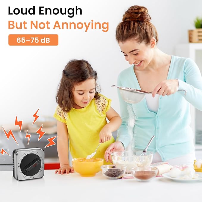 Mechanical Kitchen Timer with Magnet: Wind Up Cooking Timer Clock with Loud - Image 5
