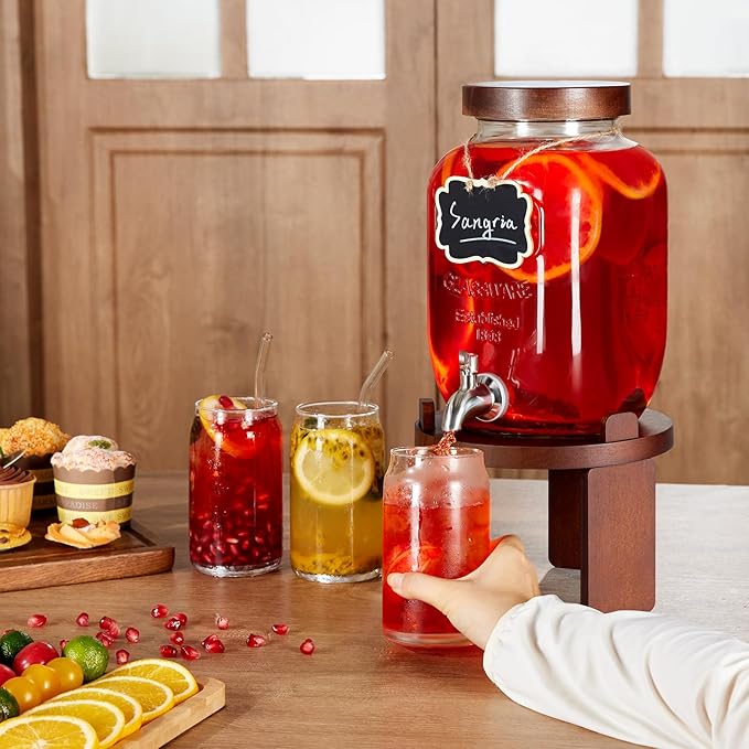 1 Gallon Drink Dispenser for Parties, Glass Beverage Dispenser - Image 6