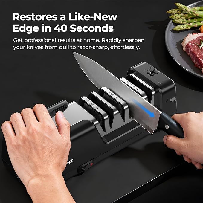 Electric Knife Sharpener, Precise 20° Diamond Knife Sharpener - Image 3