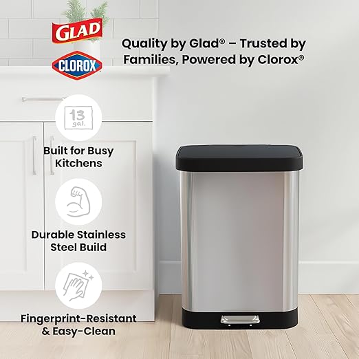 Glad GLD-74506 Stainless Steel Step Trash Can - Image 8