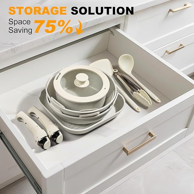20-Piece Ceramic Nonstick Cookware Set – Induction Compatible, Non-Toxic Pots & - Image 7
