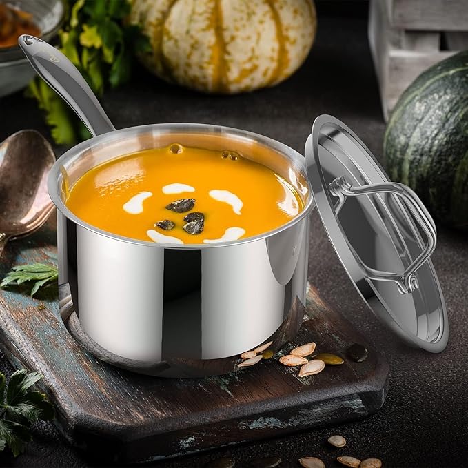 Ciwete 2 Quart Sauce Pan with Lid, Tri Ply Stainless Steel Saucepan 2 Qt with - Image 7