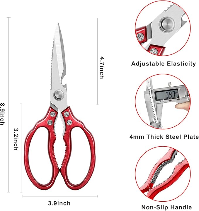 AWinjoy Heavy Duty Sharp Kitchen Scissors, Dishwasher Safe, Cooking Shears - Image 5