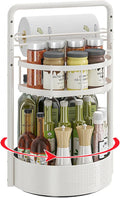 Rotating Spice Rack with Paper Towel Holder, 2 Tier Turntable Lazy Susan by CLOKTA