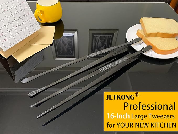 JETKONG 2 Pcs 16-Inch Heavy Duty Plating Tongs, Extra-Long Kitchen Fine Tongs - Image 4