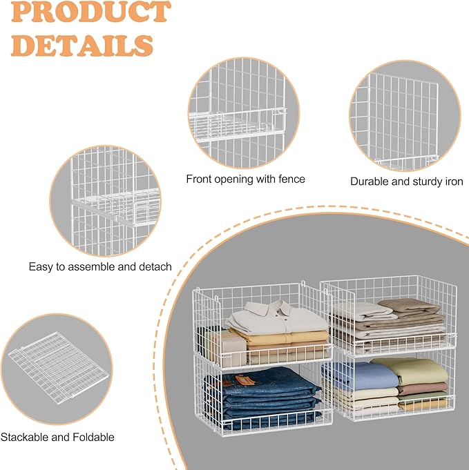 Yociyoga 4-Tier Stackable Closet Organizers and Storage Basket, Foldable Closet - Image 4