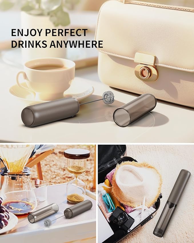 CIRCLE JOY Portable Rechargeable Milk Frother Hanheld, Dual Spring Whisk - Image 6