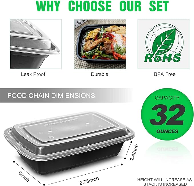 WGCC Meal Prep Containers, 32OZ 50 Pack Extra-thick Food Storage Containers - Image 3
