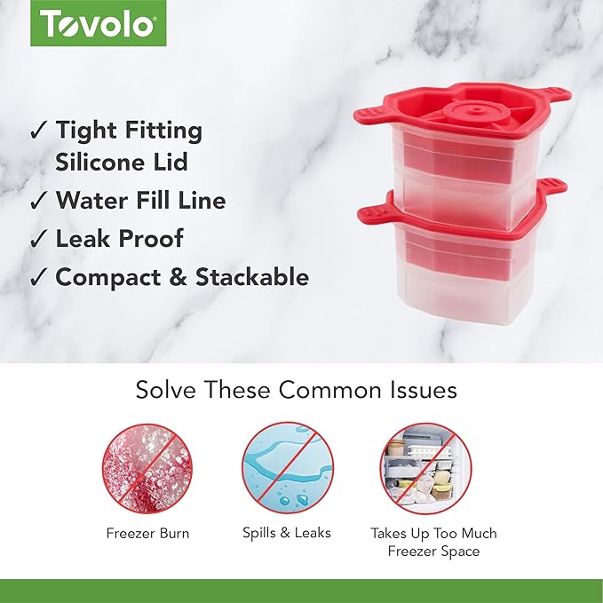 Tovolo Heart Shaped Ice Cubes Mold Pack of 2 Large Craft Ice Molds - Image 3