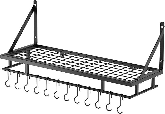 KES 30-Inch Kitchen Pan Pot Rack Wall Mounted Hanging Storage Organizer Wall - Image 8