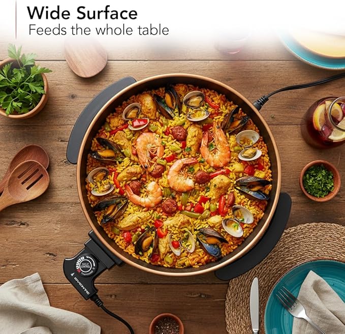 OVENTE 11.5-Inch Electric Skillet & Frying Pan, 1400W Nonstick Cooking Pan - Image 5