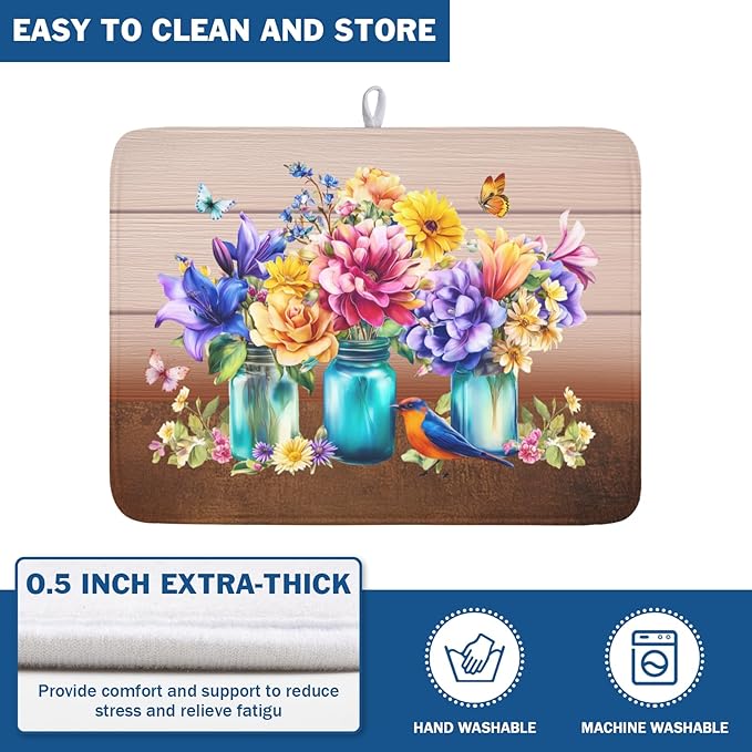 Spring Colorful Flowers Dish Drying Mat - Image 5