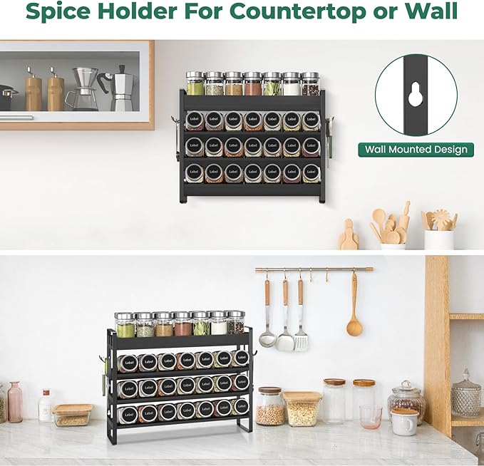 EsLuker.ly Spice Seasoning Rack Organizer Kitchen Countertop, 4 Tier Bamboo - Image 6
