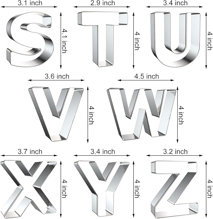 4 Inch Alphabet Letter Cookie Cutter Set - Image 4
