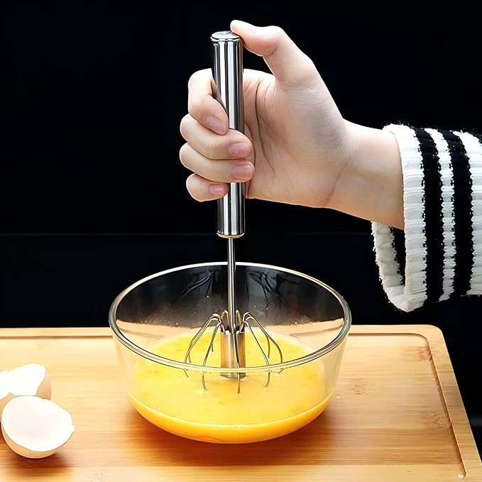 3 Pack Stainless Steel Egg Whisk, Hand Push Rotary Whisk Blender, Versatile - Image 4