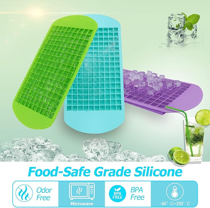 LeeYean Silicone Mini Ice Cube Trays 3 Pack, 160 Crushed Ice Cube Molds Easy - Image 2